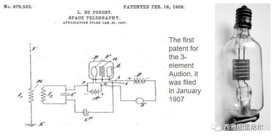 三极管的专利原文  1907 年 1 月提交